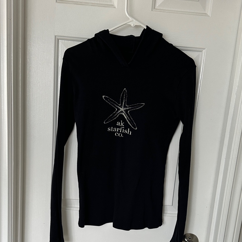 AK Starfish Co. Black Hooded Long-Sleeve Pullover